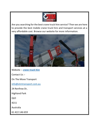 Crane Truck Hire  Otmtransport.com.au