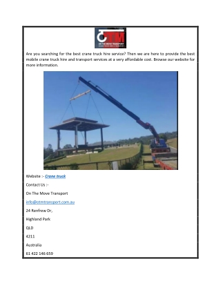 Best Crane truck  Otmtransport.com.au