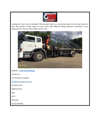 Crane Truck Brisbane  Otmtransport.com.au