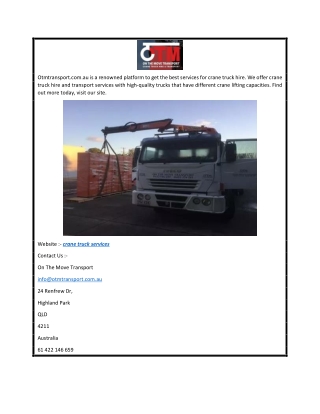 Crane Truck Services  Otmtransport.com.au
