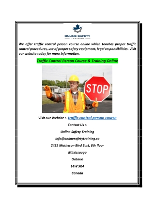 Traffic Control Person Course & Training Online