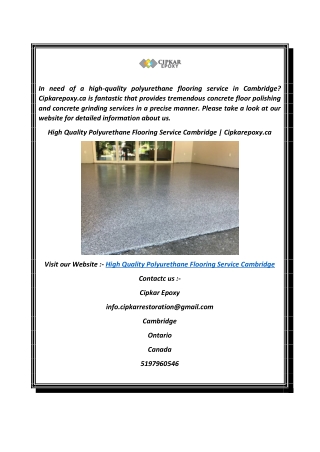 High Quality Polyurethane Flooring Service Cambridge  Cipkarepoxy.ca