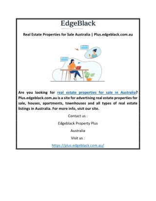 Real Estate Properties for Sale Australia  Plus.edgeblack.com.au
