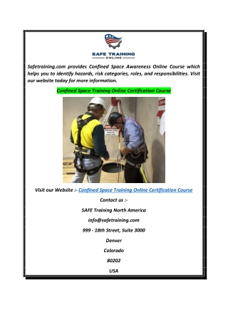 Confined Space Training Online Certification Course