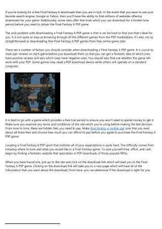 Locating a Free Final Fantasy 6 Apk Download