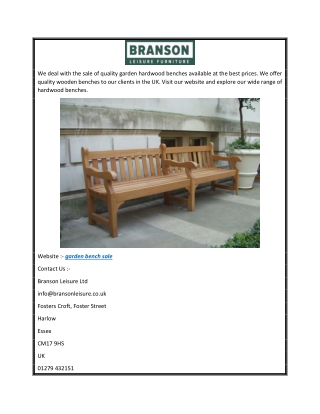 Garden Bench Sale  Bransonleisure.com