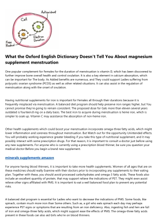 The 17 Most Misunderstood Facts About irregular menstruation supplements