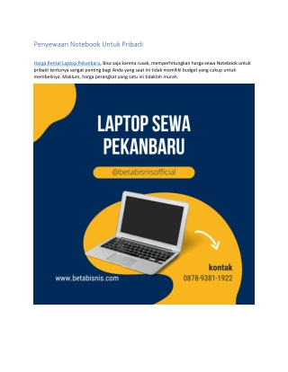 Laptop Sewa Pekanbaru, WA 0878 9381 1922