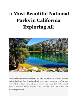 11 Most Beautiful National Parks in California Exploring All