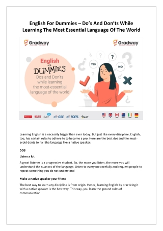 English For Dummies – Do’s And Don’ts While Learning The Most Essential Language Of The World