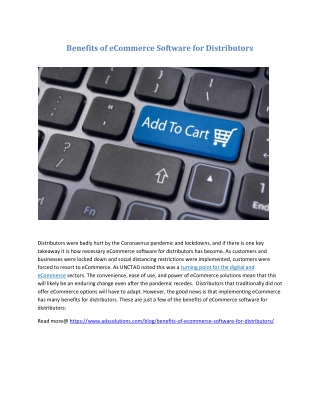 Benefits of eCommerce Software for Distributors