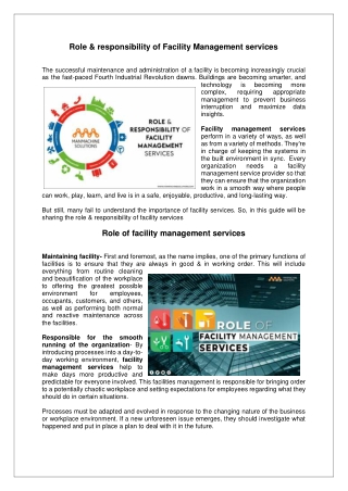 What are the core services of Facility management services