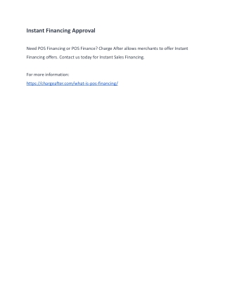 Instant Financing Approval