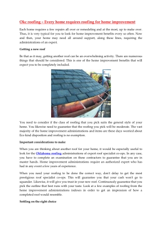 Okc roofing – Every home requires roofing for home improvement