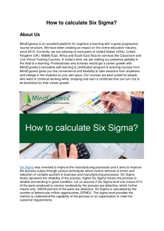 How to calculate Six Sigma?