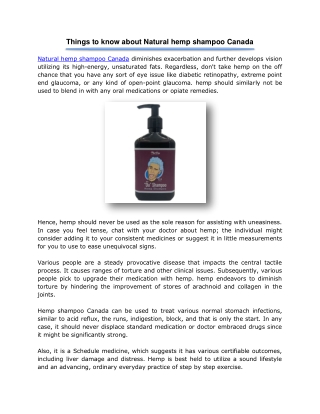 Things to know about Natural hemp shampoo Canada