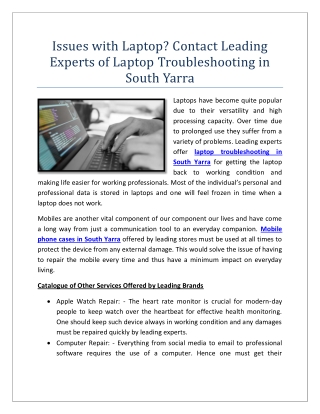 Issues with Laptop? Contact Leading Experts of Laptop Troubleshooting in South Y