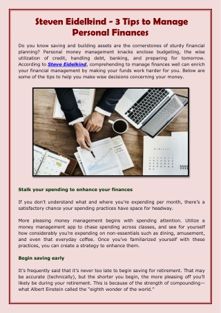 Steven Eidelkind - 3 Tips to Manage Personal Finances-converted