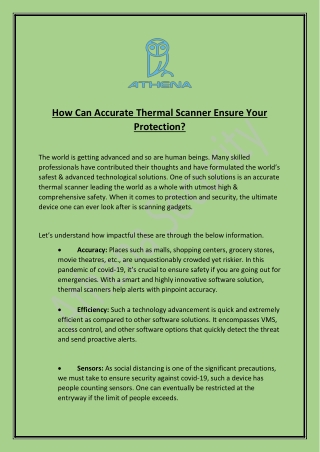 How Can Accurate Thermal Scanner Ensure Your Protection? Read Here!