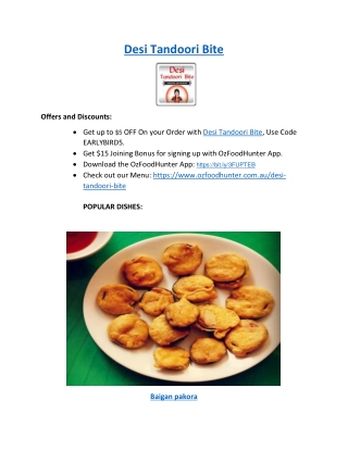 5% Off - Desi Tandoori Bite Shepparton Menu, VIC