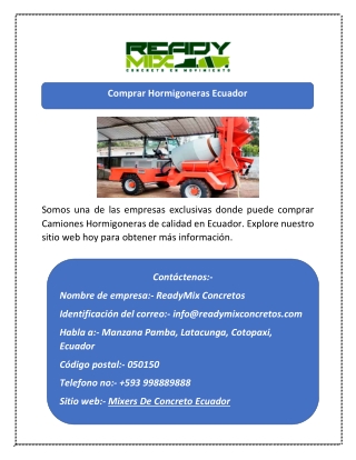 Comprar Hormigoneras Ecuador