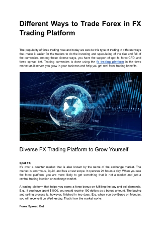 Different Ways to Trade Forex in FX Trading Platform