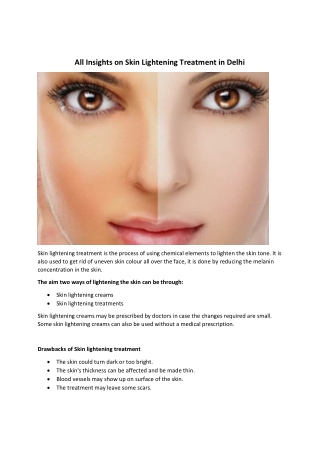 All Insights on Skin Lightening Treatment in Delhi