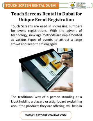 Touch Screens Rental Dubai for Unique Event Registration