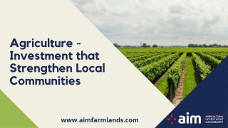 Agriculture - Investments that Strengthen Local Communities