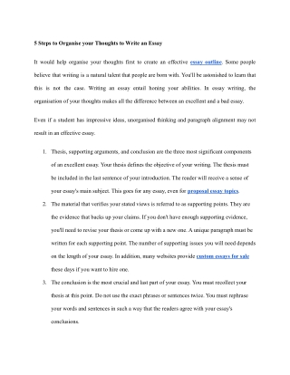 5 Steps to Organise your Thoughts to Write an Essay
