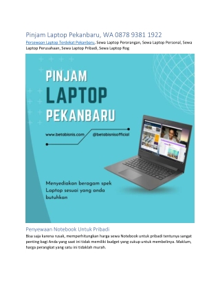 Pinjam Laptop Pekanbaru, WA 0878 9381 1922