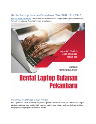 Rental Laptop Bulanan Pekanbaru, WA 0878 9381 1922