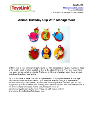 Animal Birthday Clip With Management