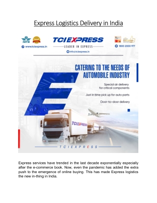 Express Logistics Delivery in India
