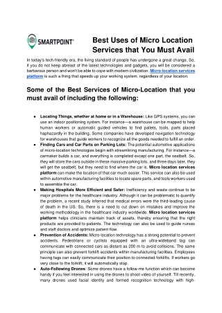 Get Best Micro Location Services Platform - Smart Point