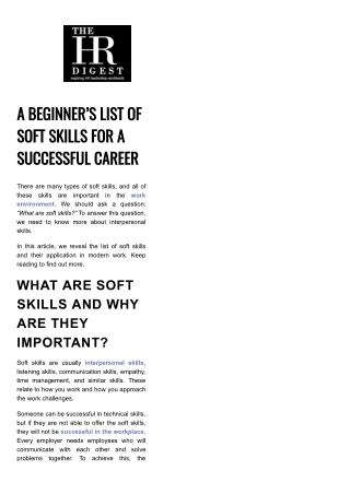 Successful Career Requirements: Top Soft Skills