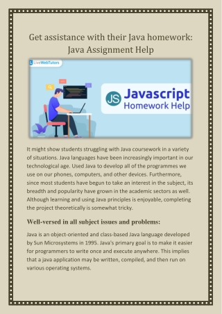 Get the quick assistance for Java Homework Help