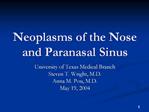Neoplasms of the Nose and Paranasal Sinus