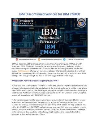 IBM Discontinued Services for IBM PM400