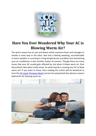 Have You Ever Wondered Why Your AC is Blowing Warm Air?