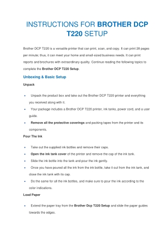 [Solved] Brother DCP T220 Simple Setup and Troubleshooting Guide - Airprint.us