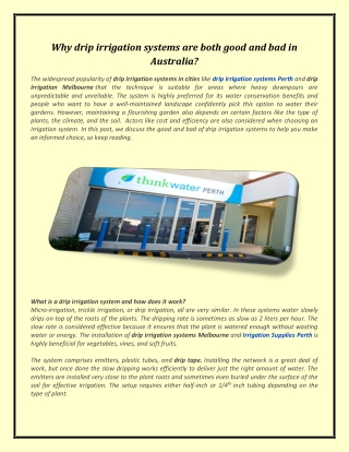 Why drip irrigation systems are both good and bad in Australia?