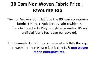 30 Gsm Non Woven Fabric Price | Favourite Fab