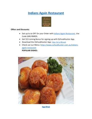 5% off - Indians Again Restaurant Ringwood East