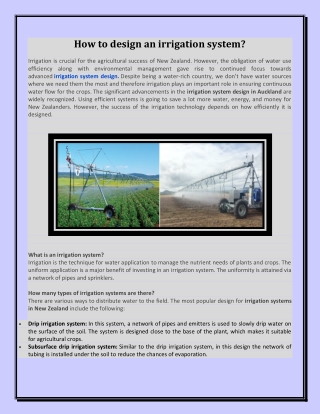 How to design an irrigation system?
