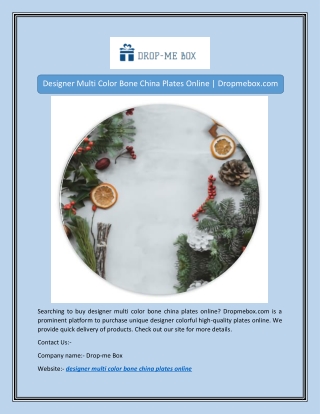Designer Multi Color Bone China Plates Online | Dropmebox.com