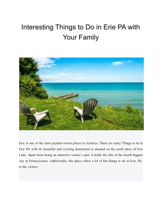 Interesting Things to Do in Erie PA with Your Family