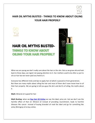 HAIR OIL MYTHS BUSTED - THINGS TO KNOW ABOUT OILING YOUR HAIR PROPERLY