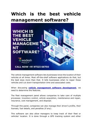 Which is the best vehicle management software?