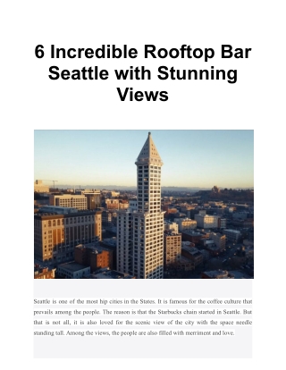 6 Incredible Rooftop Bar Seattle with Stunning Views
